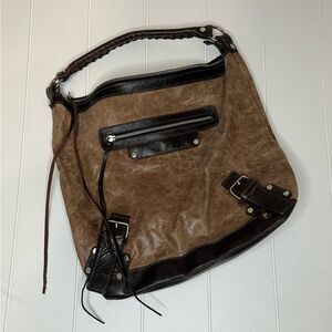 Tano Distressed Brown Leather Shoulder Bag